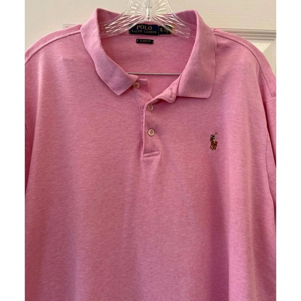 Polo Ralph Lauren Mens XL Classic Fit Pink Heather Short Sleeve Polo Shirt